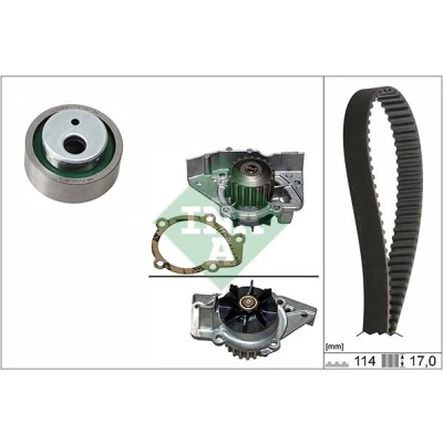Bilde av INA 530 0258 31 vannpumpe + Registerreimsett med PEUGEOT: 406 Sedan, 306 Hatchback, Stasjonsvogn, CITROËN: XM II Hatchback