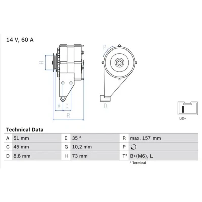 Bilde av BOSCH 0 986 038 841 Dynamo 14V 60A