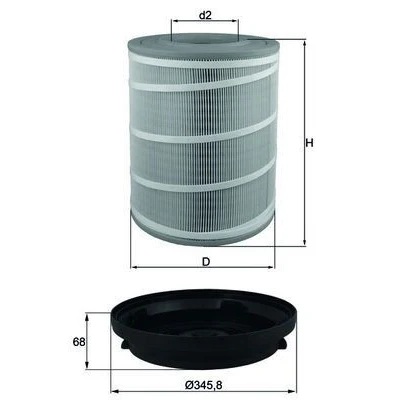 Bilde av MAHLE ORIGINAL LX 3480 KIT Luftfilter 350,7 277,0 Filterinnsats MERCEDES BENZ: ATEGO 2, ATEGO, 3