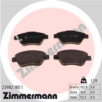 Bilde av ZIMMERMANN 23982.180.1 Bremseklosser med akustisk slitasjevarsel Bildet viser leveranseinnholdet OPEL: Corsa D Hatchback