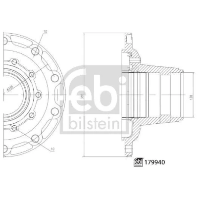 Bilde av FEBI BILSTEIN 179940 Hjulnav 335 uten hjullager bakaksel