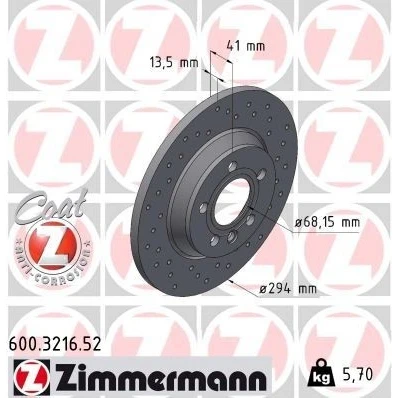 Bilde av ZIMMERMANN SPORT COAT Z 600.3216.52 Bremseskiver 294 14 6/5 5 112 fullt ut, hullet belagt VOLKSWAGEN: Transporter 4 Bus, 4, Sharan I