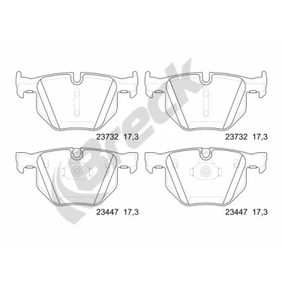 Bilde av BRECK 23447 00 554 10 Bremseklosser klargjort for slitasjeindikator BMW: X5, X6