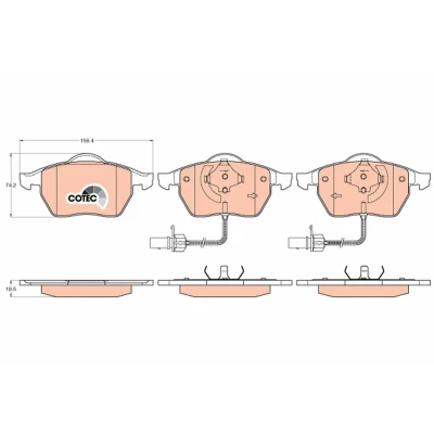 Bilde av TRW COTEC GDB1307 Bremseklosser inkl. slitasjevarselkontakt AUDI: A4 B7 Avant, A6 C6 B6 VOLKSWAGEN: Passat B5 GP Stasjonsvogn