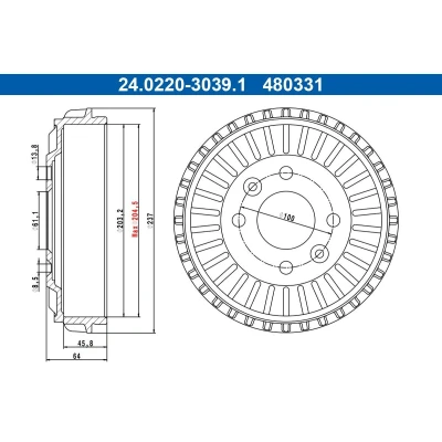 Bilde av ATE 24.0220 3039.1 Bremsetrommel 237,0mm