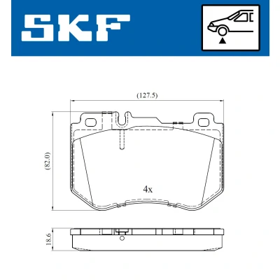 Bilde av SKF VKBP 80287 Bremseklosser klargjort for slitasjeindikator