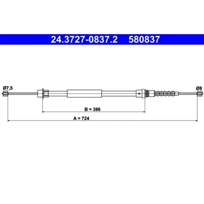 Bilde av ATE 24.3727 0837.2 Bremsekabel 724