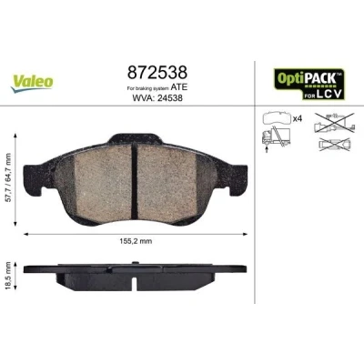 Bilde av VALEO 872538 Bremseklosser framaksel ekskl. slitasjevarselkontakt uten sikringsskruesett, for vanskelige bruksforhold CITROËN: Berlingo II Van