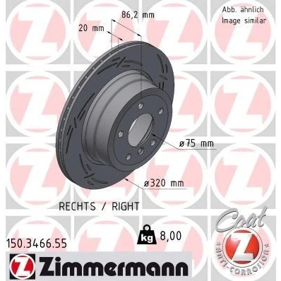 Bilde av ZIMMERMANN 150.3466.55 Bremseskiver 320 20 6/5 5 120 utvendig ventilert, med sliss belagt høy karbon BMW: Touring, Sedan