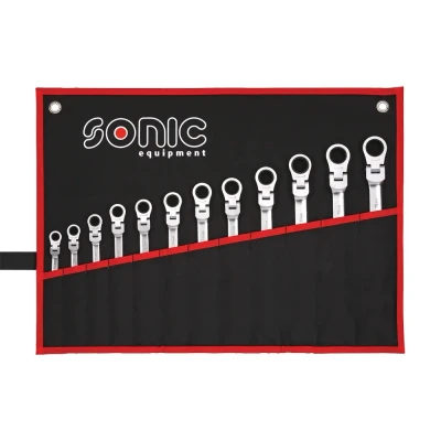 Bilde av SONIC 601218 Kombinasjonsnøkkelsett med skralle 12 8mm, 9mm, 10mm, 11mm, 12mm, 13mm, 15mm, 16mm, 17mm, 18mm, 19mm, 14mm Krom vanadium stål