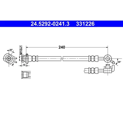 Bilde av ATE 24.5292 0241.3 Bremseslange 240 M10x1 NISSAN: Qashqai / Qashqai+2 I, 2