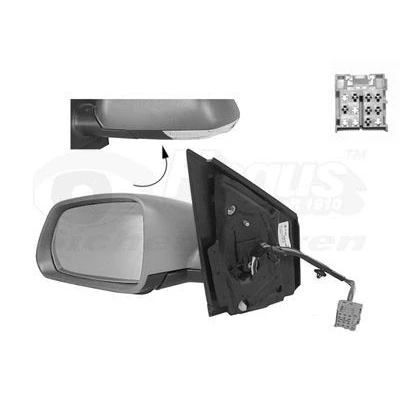 Bilde av Sidespeil Van Wezel 5828817 venstre grunnet komplett speil, asfærisk, for elektrisk speiljustering, kan varmes opp VOLKSWAGEN: Polo IV Hatchback