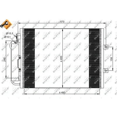 Bilde av NRF EASY FIT 35879 Kondensator med tørker, tetningsring 15,5 10,2 Aluminium 490