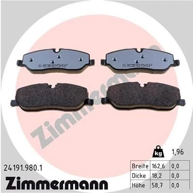 Bilde av ZIMMERMANN 24191.980.1 Bremseklosser klargjort for slitasjeindikator Bildet viser leveranseinnholdet LAND ROVER: Discovery 4, 3