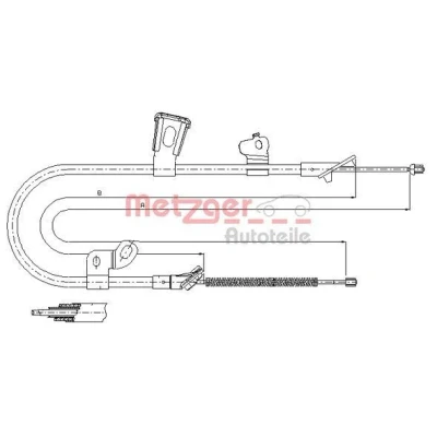 Bilde av METZGER 17.1074 Bremsekabel bakre venstre 1520/1390 Skivebrems COFLE TOYOTA: Yaris I Hatchback