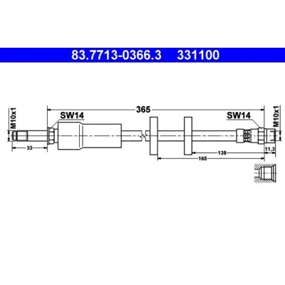 Bilde av ATE 83.7713 0366.3 Bremseslange 423 M10x1 VOLVO: XC90 I