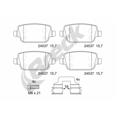 Bilde av BRECK 24537 00 702 Bremseklosser FORD: MONDEO 4 Turnier, S Max Mk1, Galaxy Mk2 MPV