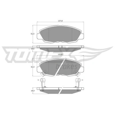 Bilde av TOMEX brakes TX 10 98 Bremseklosser framaksel med akustisk slitasjevarsel HONDA: CIVIC 8 Hatchback, Accord 7 Limousine, CR V 1