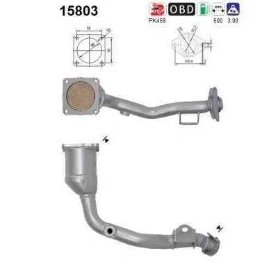 Bilde av AS 15803 Katalysator Euro 5 500mm