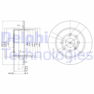 Bilde av DELPHI BG3141 Bremseskiver 270 10 4 fullt ut oljet ubehandlet uten hjullager, ABS sensorring