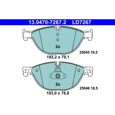 Bilde av ATE Ceramic 13.0470 7267.2 Bremseklosser klargjort for slitasjeindikator, ekskl. slitasjevarselkontakt BMW: 5 Touring, Sedan, 7