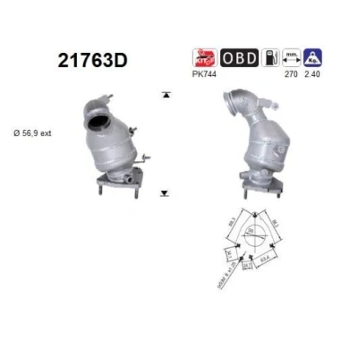 Bilde av AS 21763D Katalysator 270mm OPEL: Zafira B, Astra H Caravan