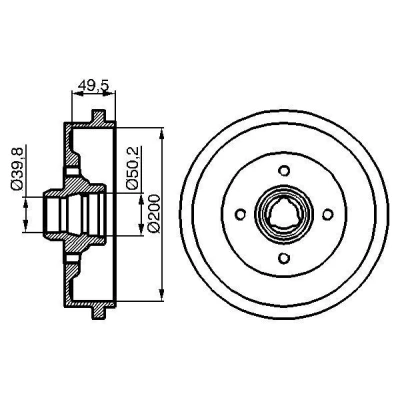 Bilde av BOSCH 0 986 477 041 Bremsetrommel 239,3 bakaksel VOLKSWAGEN: GOLF 2, Passat B3/B4 Sedan, 1