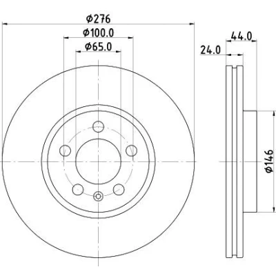 Bilde av HELLA 8DD 355 132 891 Bremseskiver 276 24 05/06 100 innvendig ventilert belagt uten hjullager, hjulfestebolt, hjulnav VOLKSWAGEN: Polo VI
