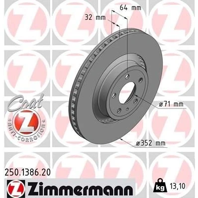 Bilde av ZIMMERMANN COAT Z 250.1386.20 Bremseskiver 352 32 6/5 5 114 utvendig ventilert belagt høy karbon FORD USA: Mustang Mk6 Coupé