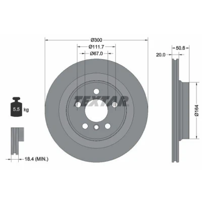 Bilde av TEXTAR PRO 92274503 Bremseskiver 300 20 05/06 111,7 innvendig ventilert belagt uten hjullager, hjulfestebolt, hjulnav BMW: 2 Active Tourer