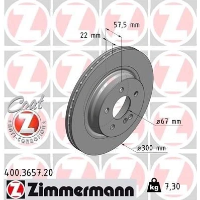 Bilde av ZIMMERMANN COAT Z 400.3657.20 Bremseskiver 300 22 6/5 5 112 innvendig ventilert belagt høy karbon MERCEDES BENZ: C Klasse T modell, Sedan