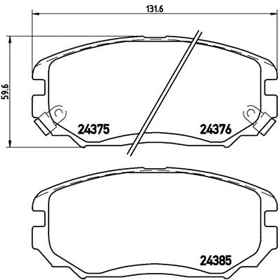 Bilde av BREMBO P 30 038 Bremseklosser med akustisk slitasjevarsel uten tilbehør HYUNDAI: Grandeur