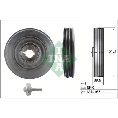 Bilde av INA 544 0090 20 remskivesett, veivaksel NISSAN: Qashqai / Qashqai+2 I, RENAULT: LAGUNA 3 Grandtour