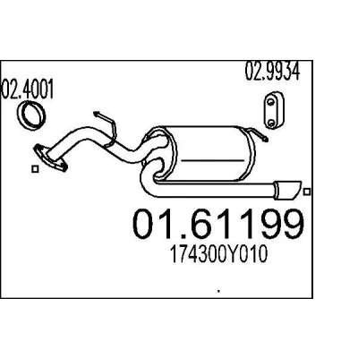 Bilde av MTS 01.61199 Sluttlyddemper 880 TOYOTA: Yaris II Hatchback