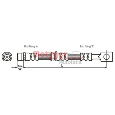 Bilde av METZGER 4115194 Bremseslange 430 OPEL: Zafira B, Astra H Hatchback, Caravan