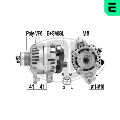 Bilde av ERA 210896A Dynamo 14V 90A TOYOTA: Yaris II Hatchback