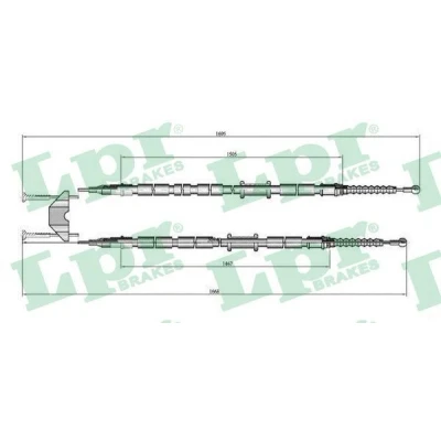 Bilde av LPR C0538B Bremsekabel 1660/1480+1640/1460 Skivebrems OPEL: Astra H GTC