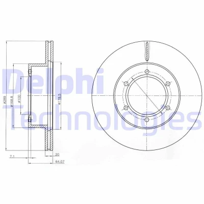 Bilde av DELPHI BG2495 Bremseskiver 289 20 6 ventilert oljet ubehandlet uten hjullager, ABS sensorring TOYOTA: HILUX Pick up, 5 4Runner