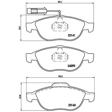 Bilde av BREMBO P 23 114 Bremseklosser inkl. slitasjevarselkontakt uten tilbehør ALFA ROMEO: 156 Sportwagon, 147