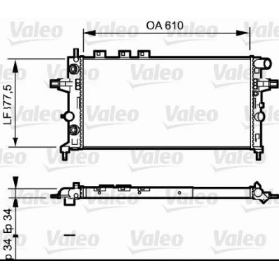 Bilde av VALEO 732548 Radiator Aluminium 600 378 34 uten kjølemiddelregulator Kjøleribber satt sammen mekanisk OPEL: Zafira A