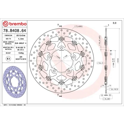 Bilde av BREMBO Bremseskive Serie Oro foran 310mm 5mm 5 hullet, todelt bremseskive, flytende 78B40864 Bremseskiver, Skivebremser