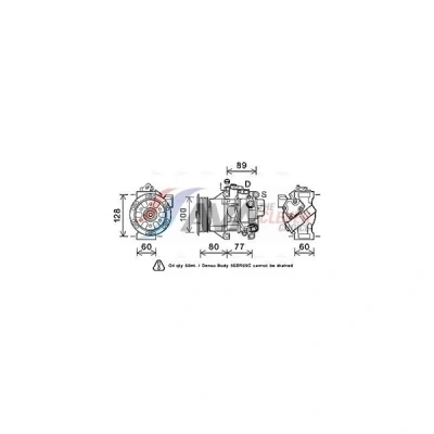 Bilde av PRASCO TOAK618 Kompressor 5SER09C PAG 46 R 134a