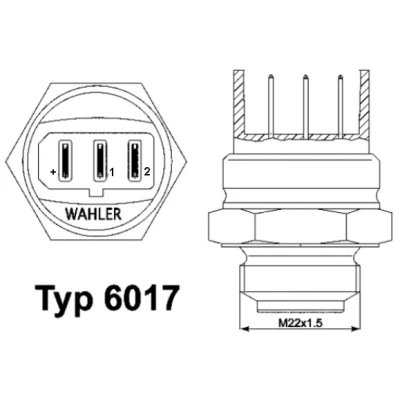 Bilde av WAHLER 6017.85D Temperaturbryter, radiator ventilator M 22 x 1,5 mm med tetning LANCIA: DELTA 1