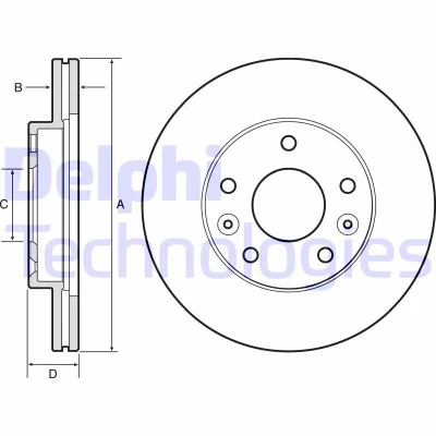 Bilde av DELPHI BG4455 Bremseskiver 269 22 5 ventilert oljet ubehandlet uten hjullager, ABS sensorring DACIA: Duster SUV, II, RENAULT: Megane 4