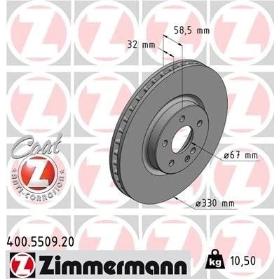 Bilde av ZIMMERMANN COAT Z 400.5509.20 Bremseskiver 330 32 6/5 5 112 innvendig ventilert belagt høy karbon MERCEDES BENZ: Vito Tourer, Van, Mixto