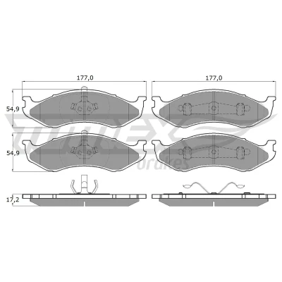 Bilde av TOMEX brakes TX 12 09 Bremseklosser framaksel ikke klargjort for slitasjeindikator JEEP: Grand Cherokee I, Wrangler I SUV, II