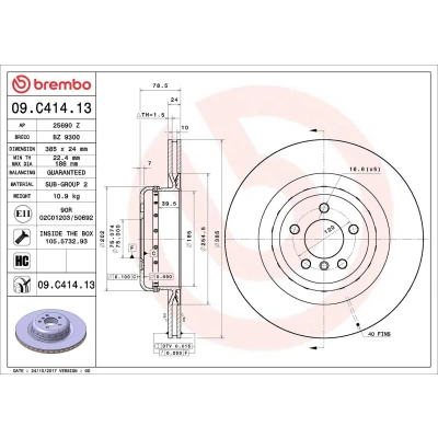 Bilde av BREMBO TWO PIECE DISCS LINE 09.C414.13 Bremseskiver 385 24 5 innvendig ventilert, todelt bremseskive belagt høy karbon med skruer BMW: X5, X6