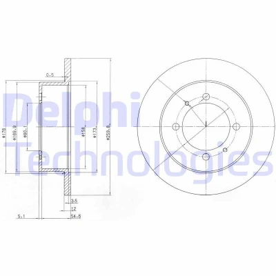 Bilde av DELPHI Bremseskive KIA: Magentis II 12mm 4 fullt ut oljet ubehandlet BG3609 5841134110 Bremseskiver, Skivebremser