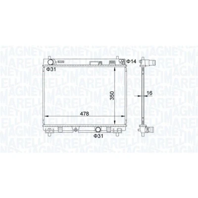 Bilde av MAGNETI MARELLI 350213208200 Radiator 350 478 16 Kjøleribber loddet
