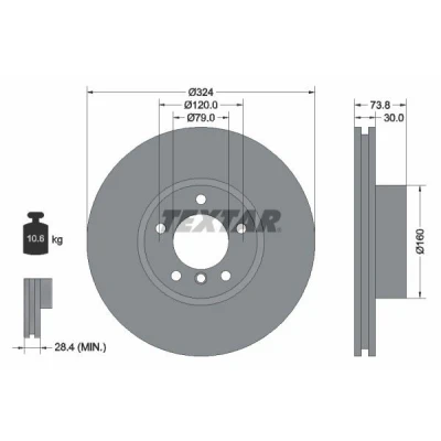 Bilde av TEXTAR PRO+ 92107105 Bremseskiver 324 30 05/06 120 innvendig ventilert belagt høy karbon uten hjulfestebolt, hjulnav BMW: 5 Touring, Sedan